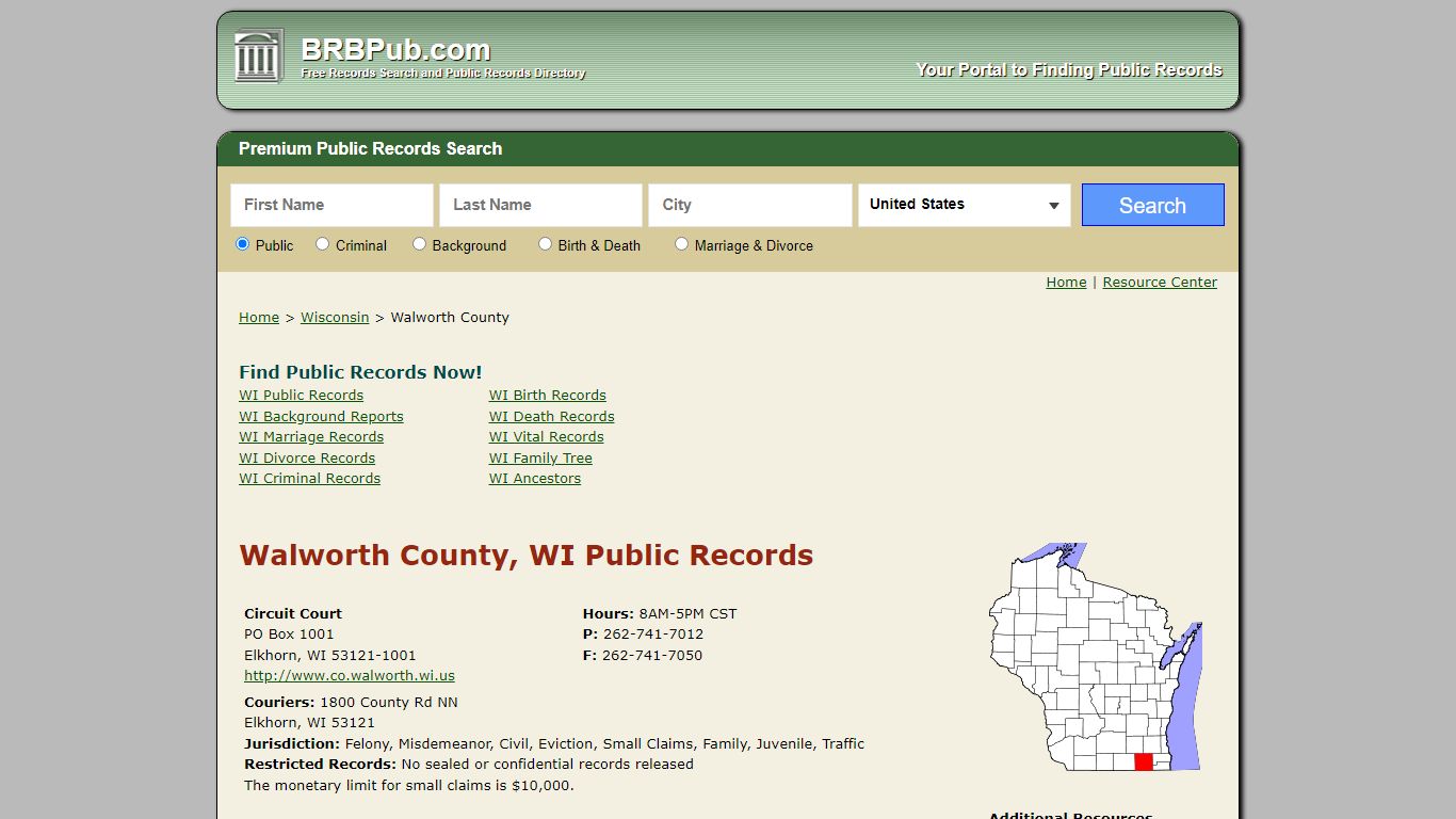 Walworth County Public Records | Search Wisconsin Government Databases