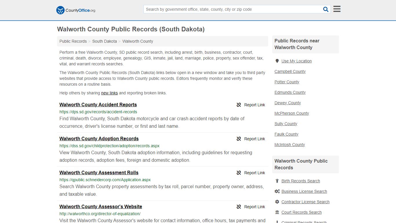 Walworth County Public Records (South Dakota) - County Office